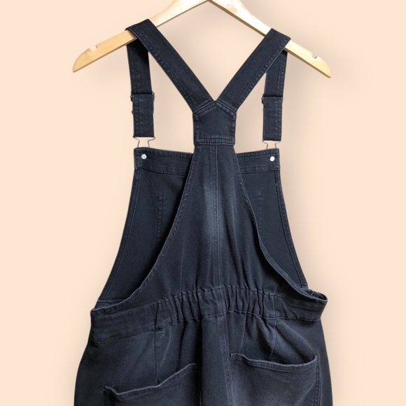 No Boundaries Juniors Core Shortalls Overalls Black Washed Denim Large 11-13 - Picture 11 of 14